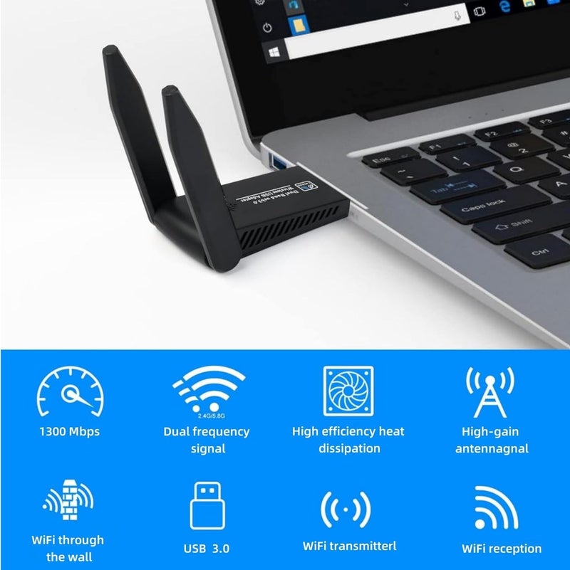 إيفركين محول USB لاسلكي صغير 1300 ميجابت في الثانية أسود - Image 3
